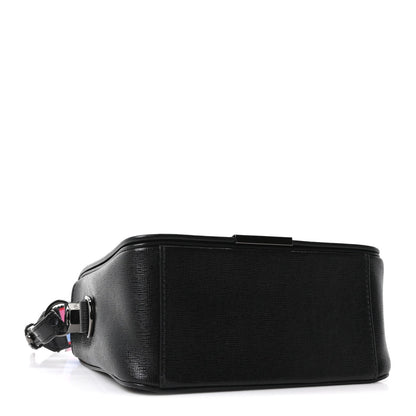 Saffiano Striped Mini Diag Binder Clip Bag Black White Indus