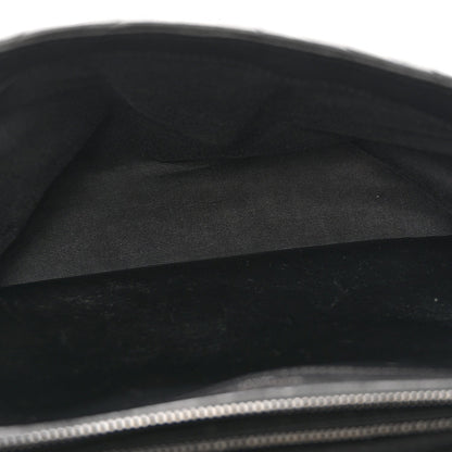 Sheepskin Matelasse Chevron Monogram Monochrome Large College Satchel Black
