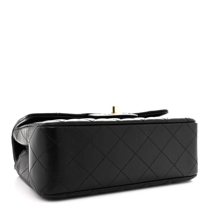 Lambskin Quilted Mini Rectangular Flap Black