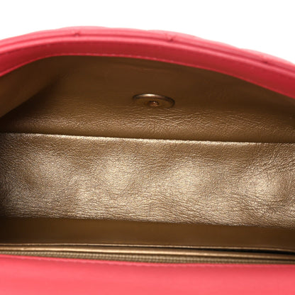 Lambskin Quilted Pearl Crush Mini Rectangular Flap Pink