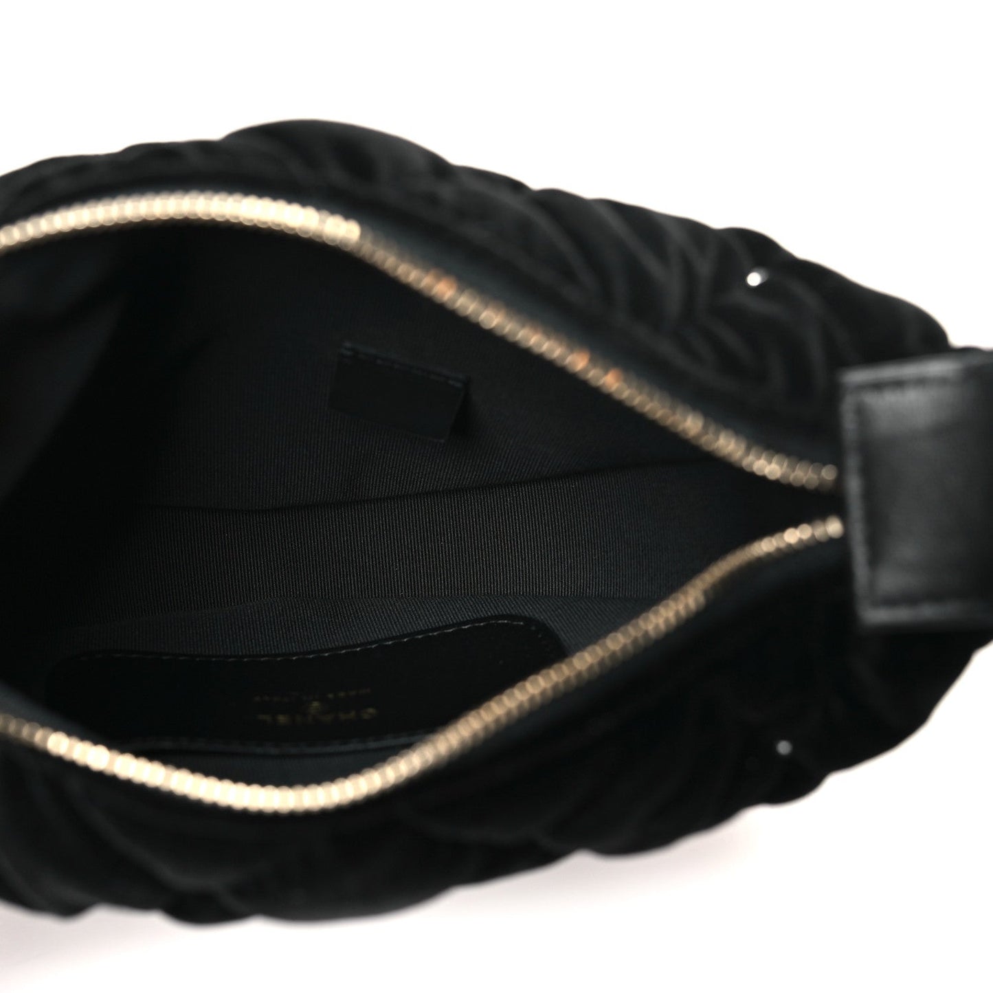 Velvet Diamanté Quilted Pocket Pouch Hobo Black