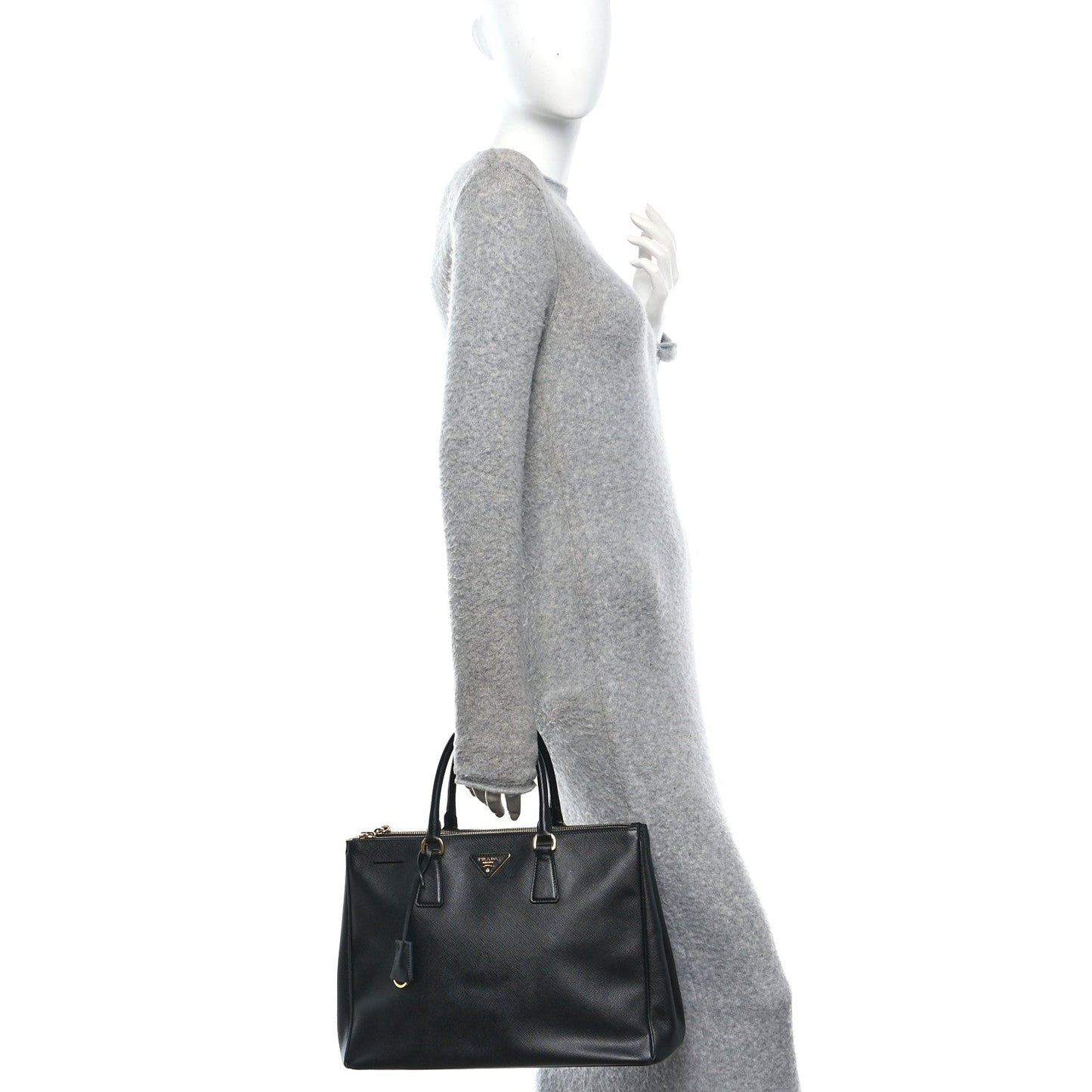 Saffiano Large Galleria Double Zip Tote Black