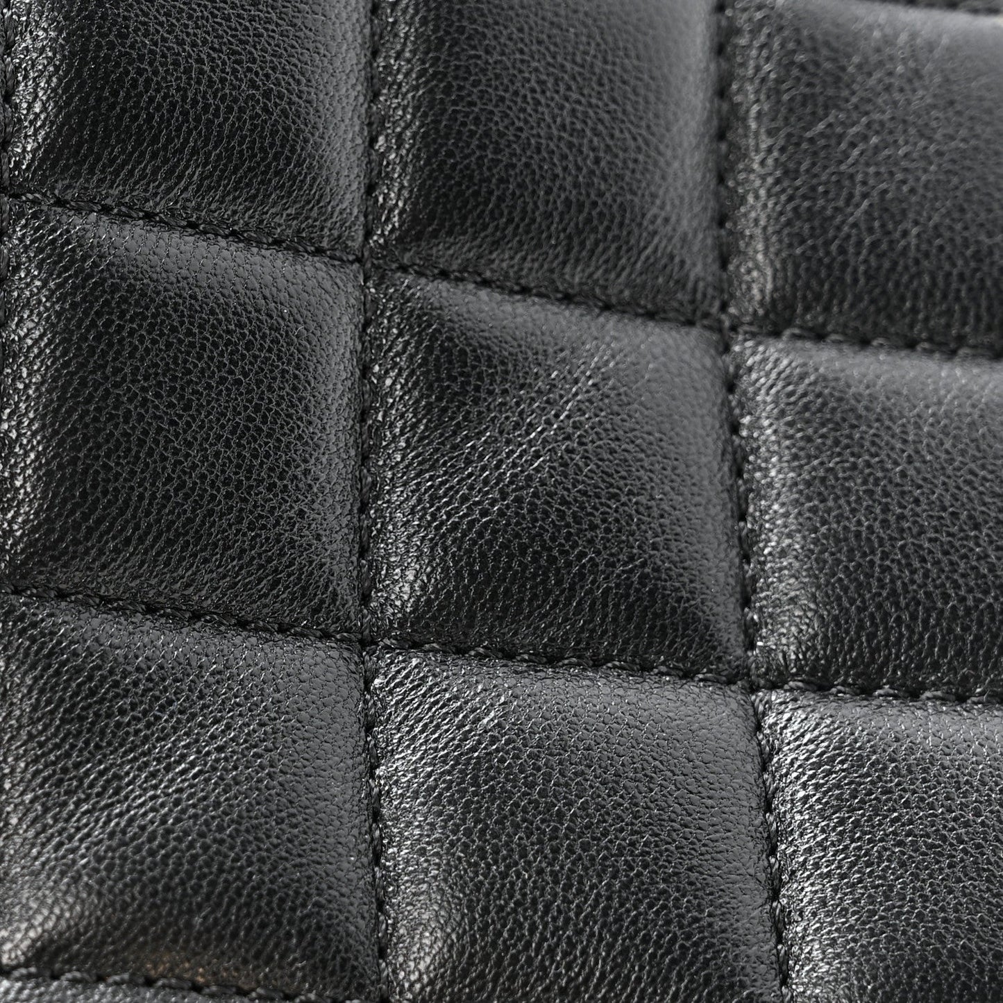 Lambskin Quilted Mini Rectangular Pearl Crush Flap Black