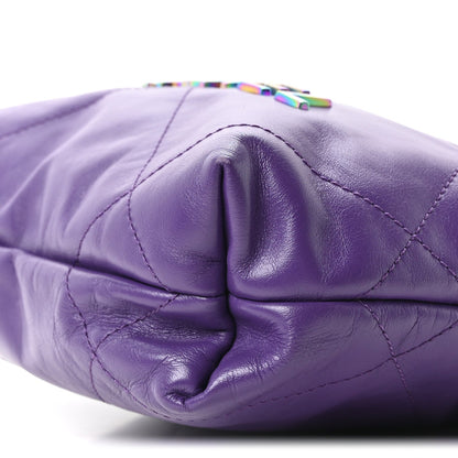 Shiny Calfskin Quilted Rainbow Mini Chanel 22 Purple