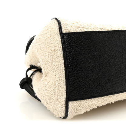 Grained Calfskin Boucle Urban Essentials Small Shopping Bag Ecru Black