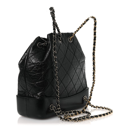 Aged Calfskin Quilted Small Gabrielle Backpack Black