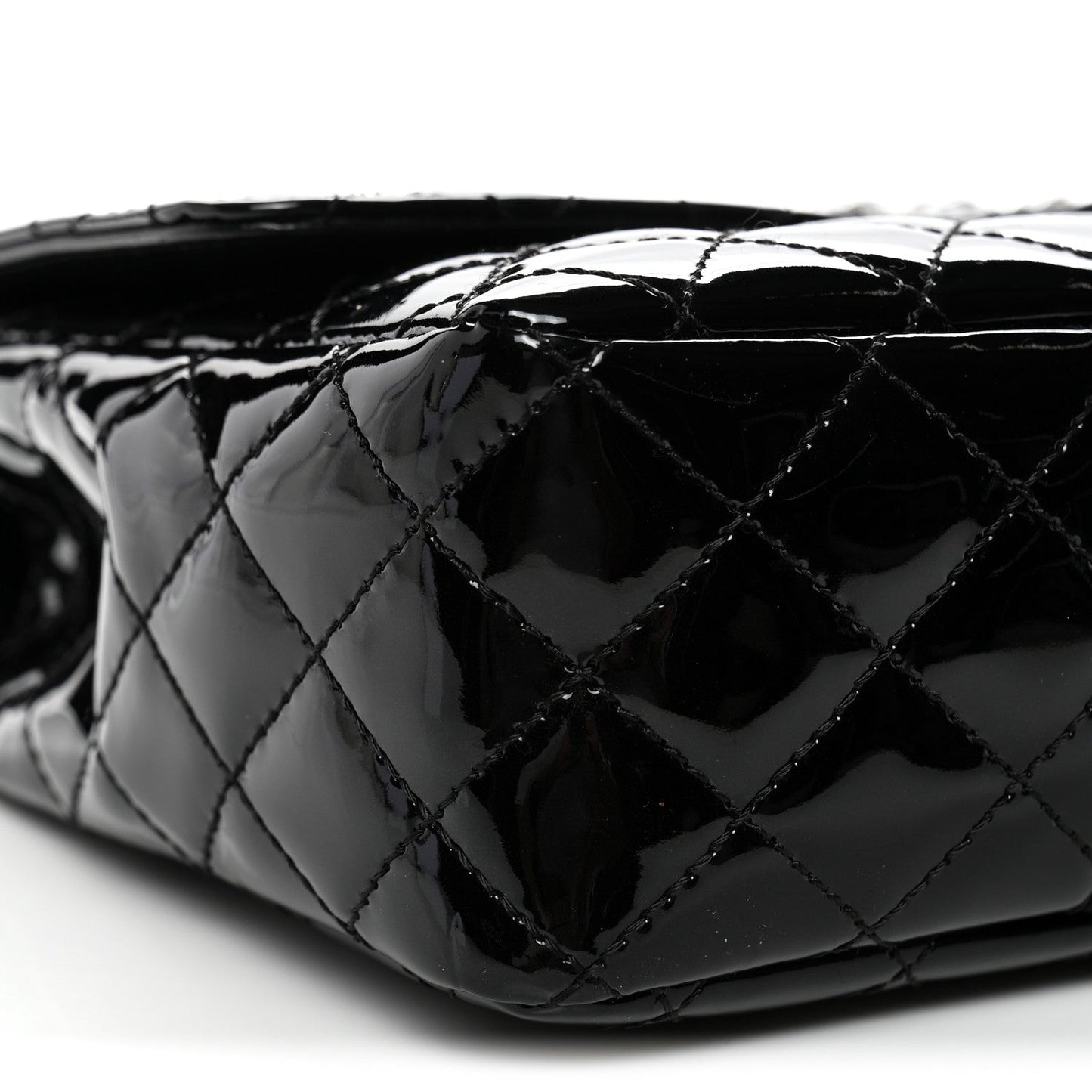 Patent Quilted Secret Label Medium Flap Black