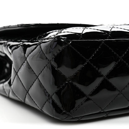 Patent Quilted Secret Label Medium Flap Black