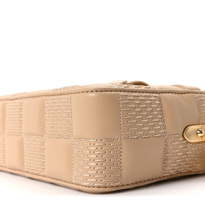 Lambskin Damier Quilt Troca MM Cashmere Beige