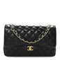 Lambskin Quilted Jumbo Double Flap  Black