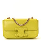 Shiny Calfskin Cuir Triomphe Chain Shoulder Bag Anis