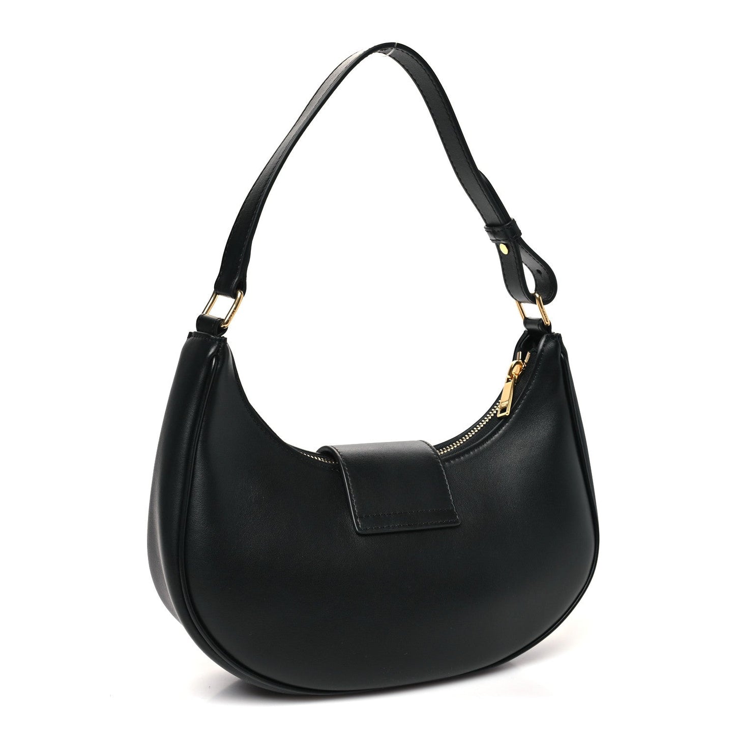 Smooth Calfskin Medium Strap Ava Triomphe Shoulder Bag Black