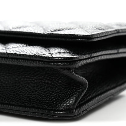 Caviar Quilted Wallet on Chain WOC Black