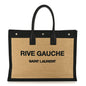 Raffia Linen Calfskin Rive Gauche Tote Naturale Black