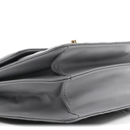 Caflskin Quilted Dual Handle Chain Flap Bag Grey