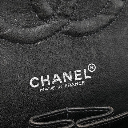 Patent Quilted Medium Double Flap Black