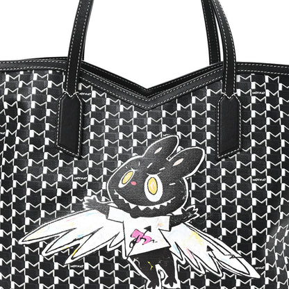 X KASING LUNG Calfskin Canvas M Labubu Tote MM Black
