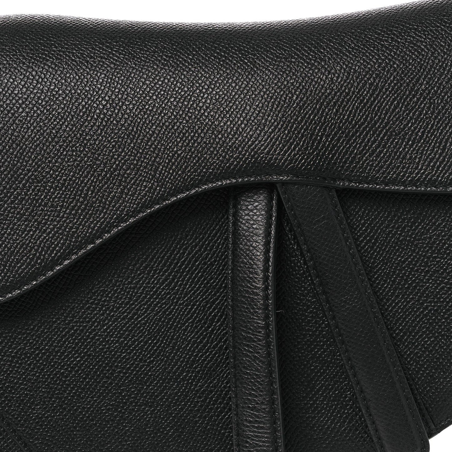 Grained Calfskin Saddle Bag Black
