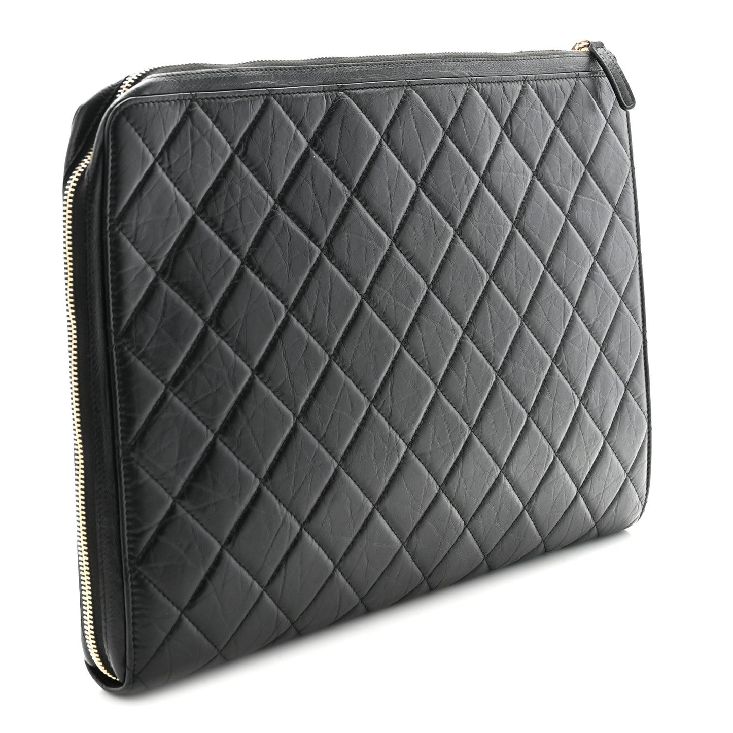 Aged Calfskin Quilted 2.55 Reissue Pouch With Handle Black