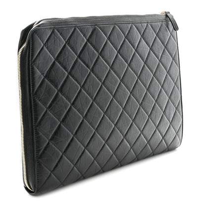 Aged Calfskin Quilted 2.55 Reissue Pouch With Handle Black
