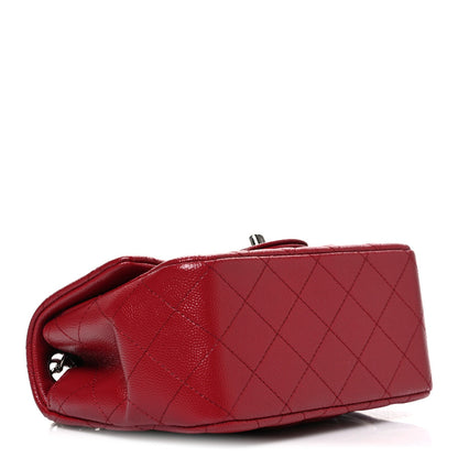 Caviar Quilted Mini Square Flap Red