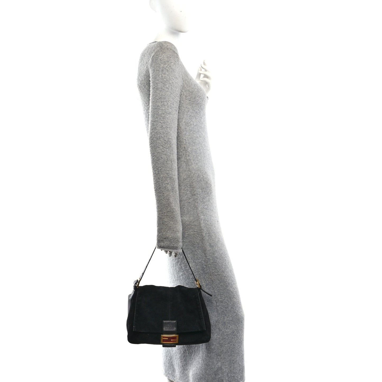 Suede Mama Baguette Black