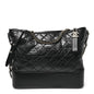 Aged Calfskin Quilted Large Gabrielle Hobo  Black