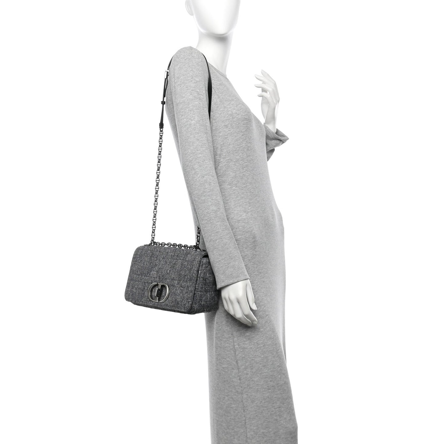 Tweed Macrocannage Medium Caro Bag Black