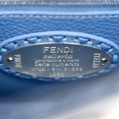 Cuoio Romano Selleria Macro Stitchings Mini Peekaboo Iconic Satchel Argento Blue