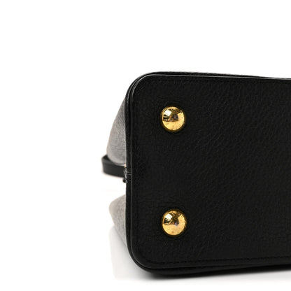 Taurillon Snakeskin Iris Blossom Capucines PM Black