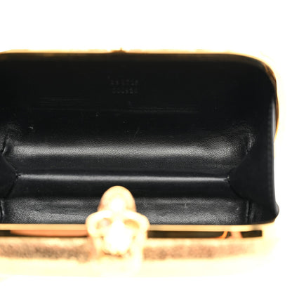 Metallic Nappa Skull Box Clutch Gold
