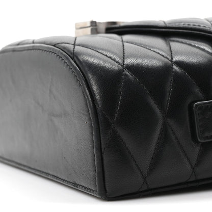 Lambskin Quilted Monogram June Box Bag  Black