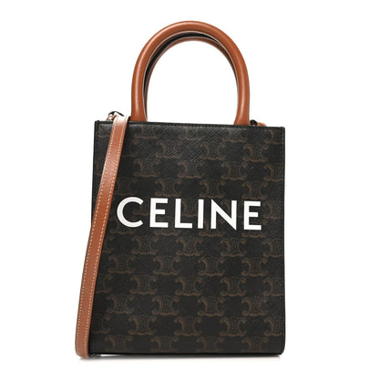 Triomphe Canvas Calfskin Mini Vertical Cabas Tan