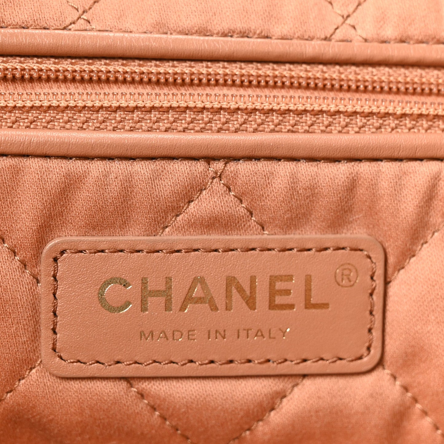 Shiny Calfskin Quilted Small Chanel 22 Beige
