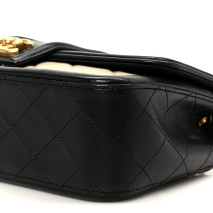 Lambskin Quilted Medium Elegant CC Flap Beige Black