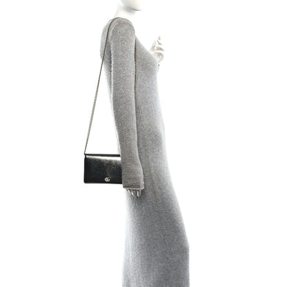 Textured Patent Bi-color GG Marmont Wallet on Chain  Silver Blue