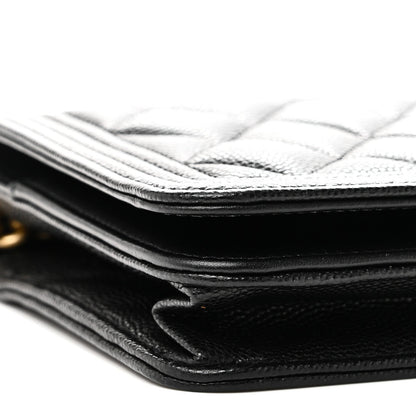 Caviar Quilted Boy Wallet On Chain WOC Black