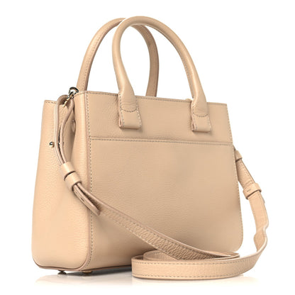 Grained Calfskin Mini Neo Executive Shopper Tote Light Beige