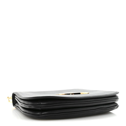 Roxy Calfskin Web Medium Studded Blondie Shoulder Flap Bag Black