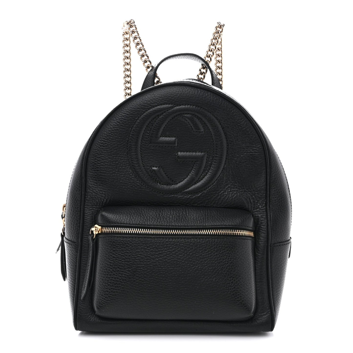Pebbled Calfskin Soho Chain Backpack Black