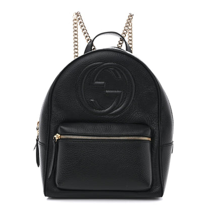 Pebbled Calfskin Soho Chain Backpack Black