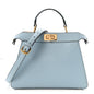 Vitello Seta Shiny Nappa Small Peekaboo I SEE U Satchel Azzurro Baby Camelia