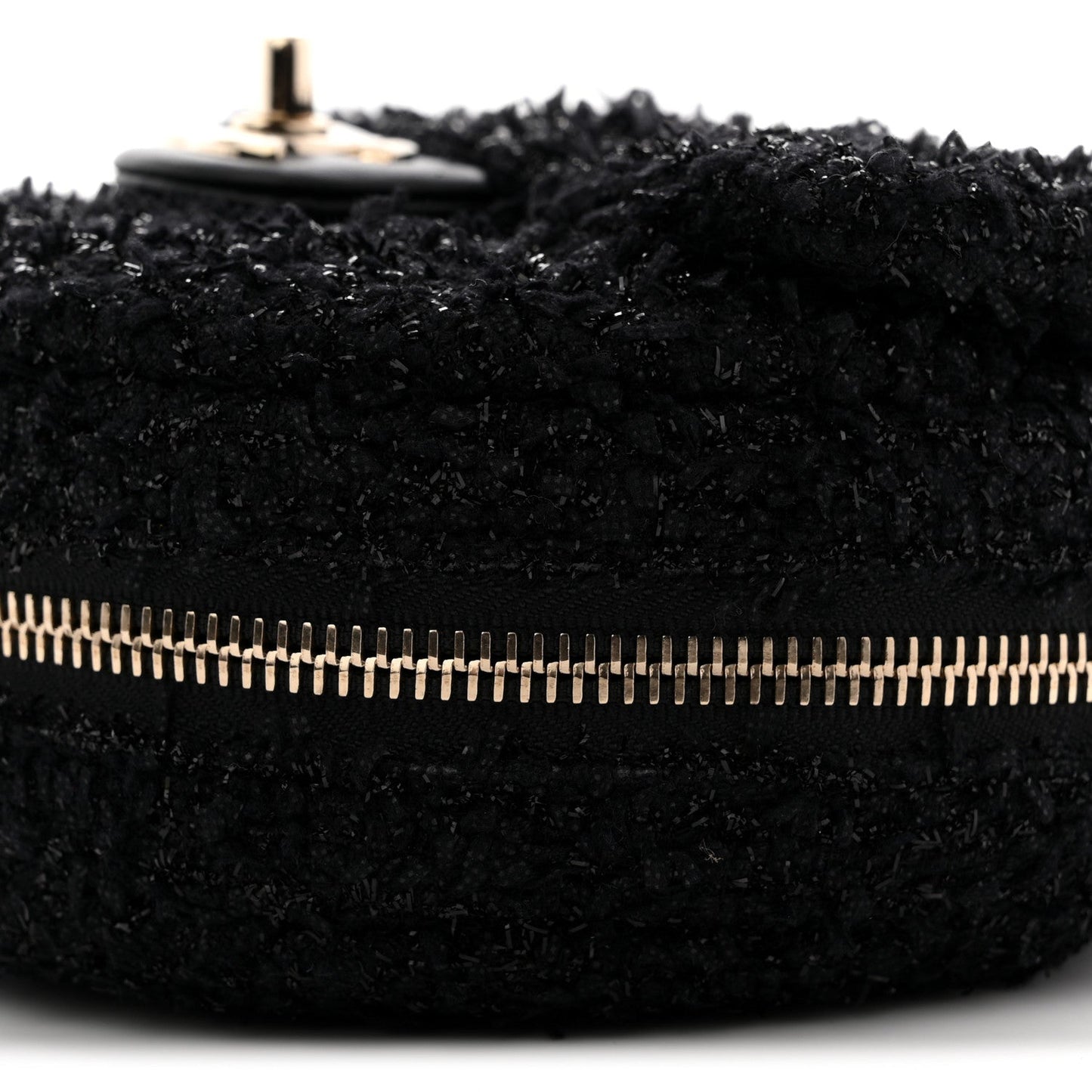 Tweed Coco Beach Barrel Shoulder Bag Black