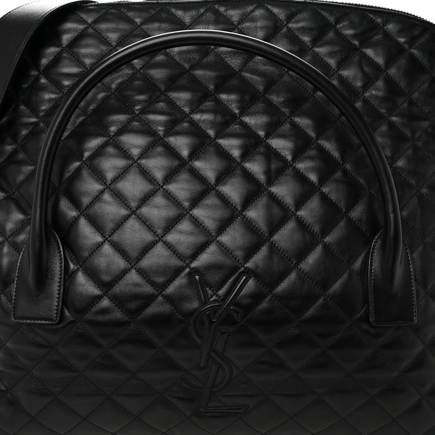 Calfskin Quilted ES Giant Travel Bag Black