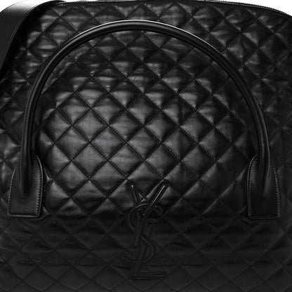 Calfskin Quilted ES Giant Travel Bag Black