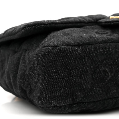 Denim Quilted Medium Funky Town Flap Black