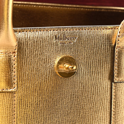 Metallic Printed Goatskin Small Bayswater Satchel Gold