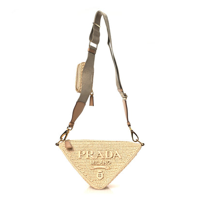 Yarn Raffia Effect Crochet Triangle Shoulder Bag Naturale