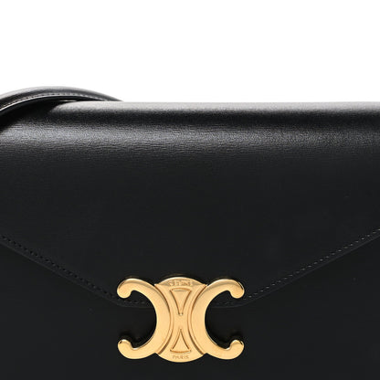 Shiny Calfskin Triomphe Margo Wallet on Chain Black