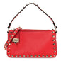 Grainy Calfskin Small Rockstud Crossbody Bag Rouge Pur